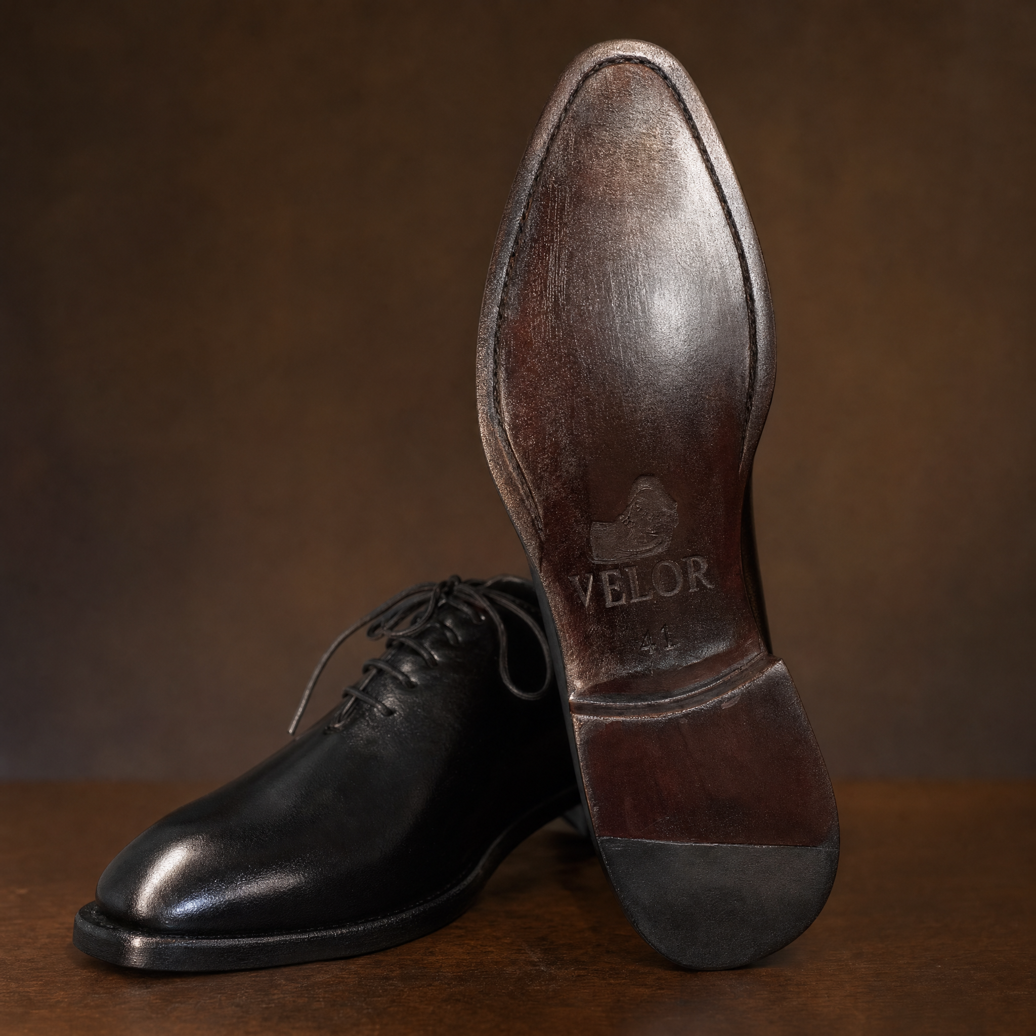 Premium Black Leather Wholecut Oxford Shoes