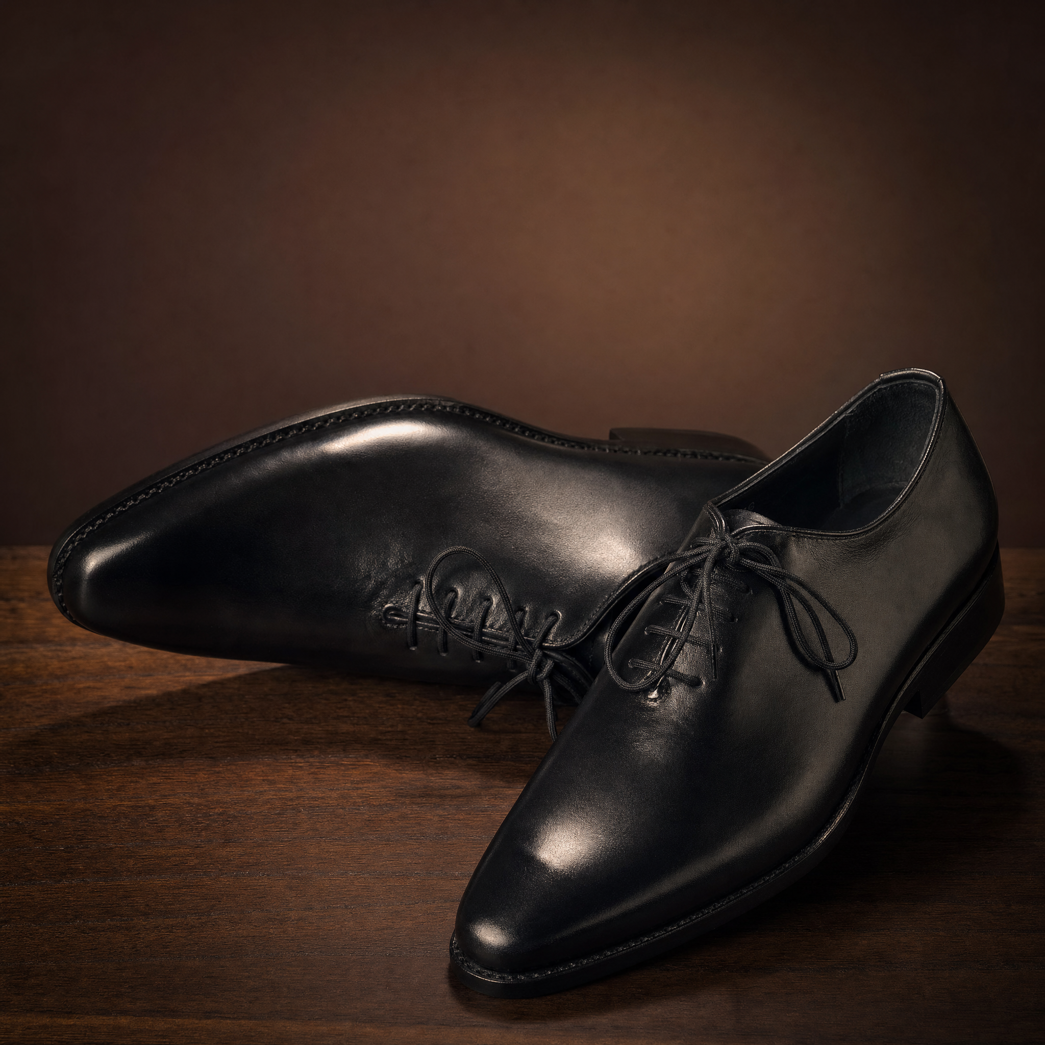 Premium Black Leather Wholecut Oxford Shoes