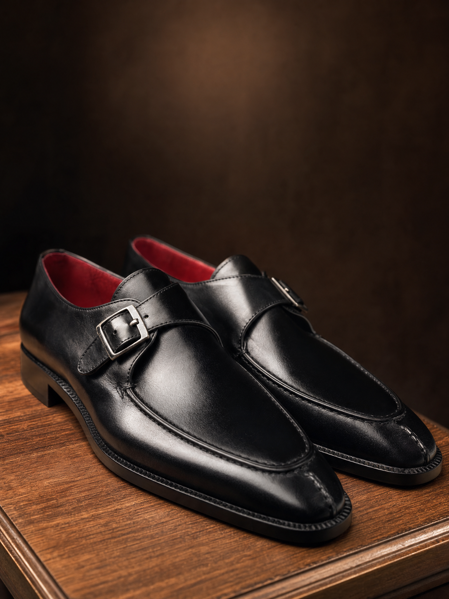 Black Leather Monk Straps