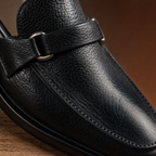 Classic Textured Black Leather Loafers