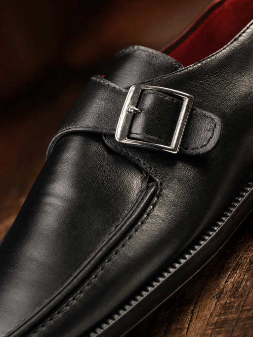 Black Leather Monk Straps