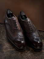 Dark Brown Pebble Grain Wingtip Oxford Shoes