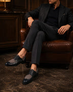 Black & Grey Suede Leather Brogue Oxfords