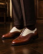 Two-Tone Leather Brogue Oxford Shoes
