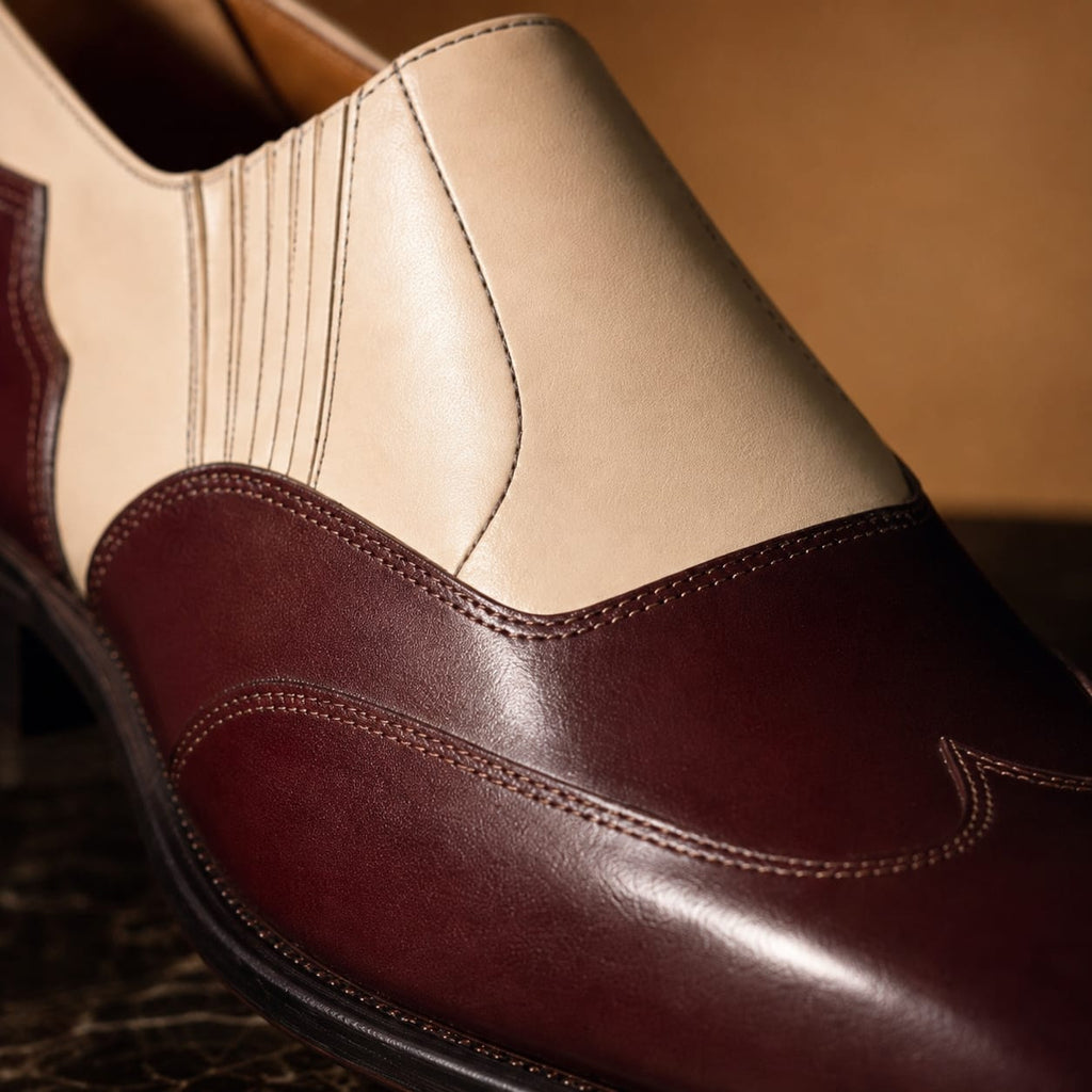 Two- Tone Leather Slip-On Shoes