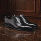 Noir Cap-Toe Oxford Shoes